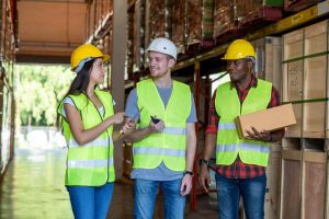 Workers in hard hats with reflective vests - supplier fairnes