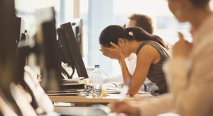 Women in the workforce feeling sad and stressed at the office